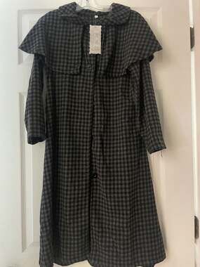 Boy And Girl Wednesday S2 Cosplay Costume Black Checkered Long Coat